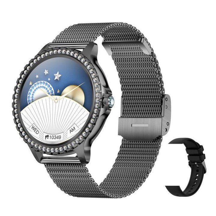 Bluetooth Calling AI Voice Assistant Life Waterproof Sports Smartwatch, Color: Black Mesh Strap+Silicone Strap