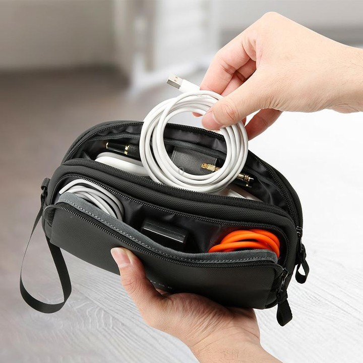 BANGE 3067 Travel Digital Storage Bag Multi-compartment Data Cable Daily Business Trip Handbag(Black)