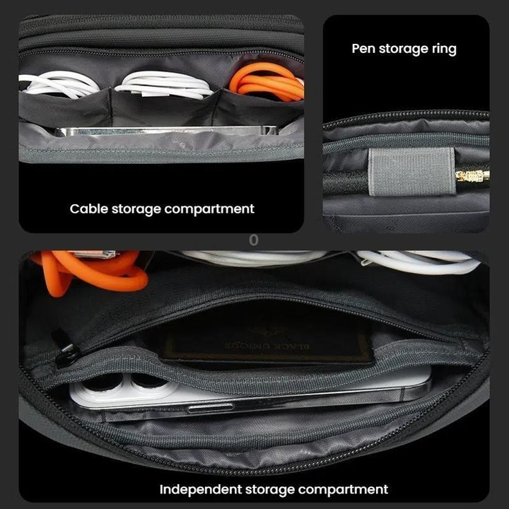BANGE 3067 Travel Digital Storage Bag Multi-compartment Data Cable Daily Business Trip Handbag(Gray)