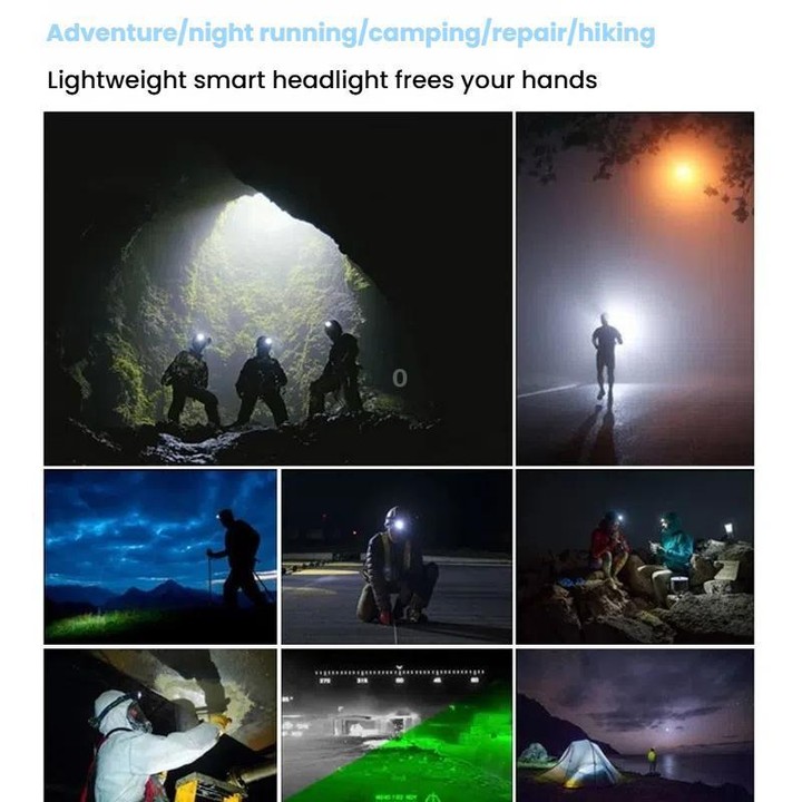 E-SMARTER W6100A LED Mini Wave Sensor Headlamp COB Outdoor Adventure Fishing Bright Headlamp(Blue)