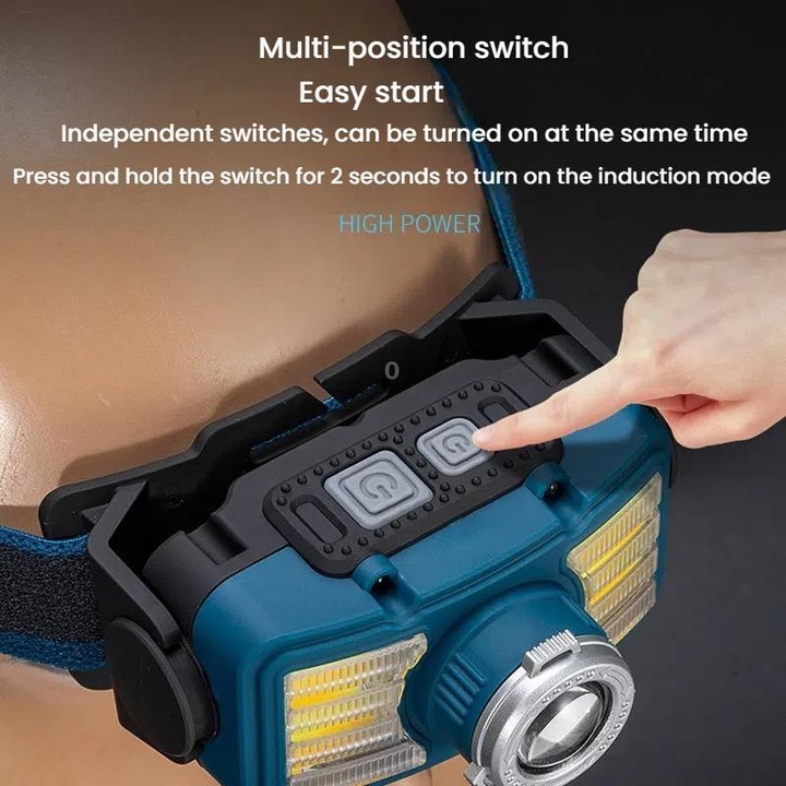 E-SMARTER W6100A LED Mini Wave Sensor Headlamp COB Outdoor Adventure Fishing Bright Headlamp(Blue)