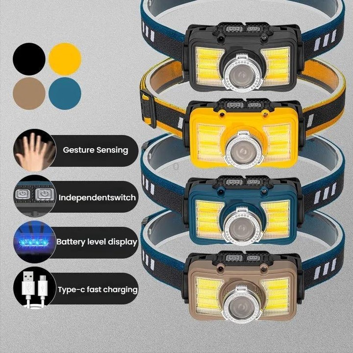 E-SMARTER W6100A LED Mini Wave Sensor Headlamp COB Outdoor Adventure Fishing Bright Headlamp(Blue)