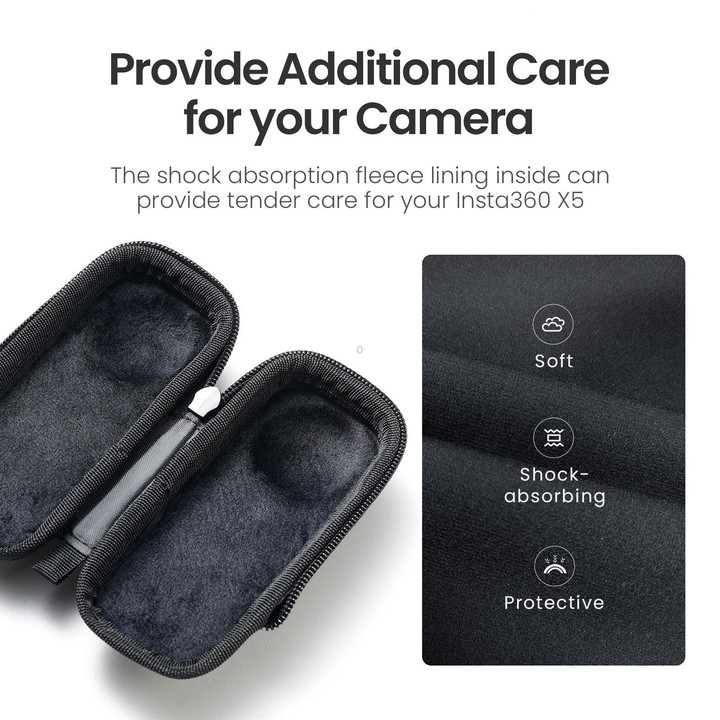 For Insta360 X5 Camera aMagisn Storage Bag Hard Shell Protective Case with Carabiner Clip