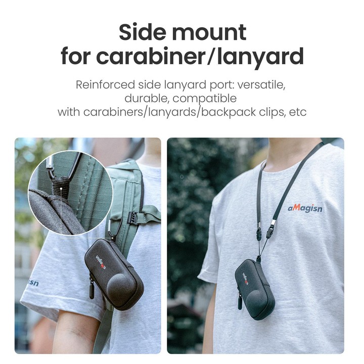 For Insta360 X5 Camera aMagisn Storage Bag Hard Shell Protective Case with Carabiner Clip