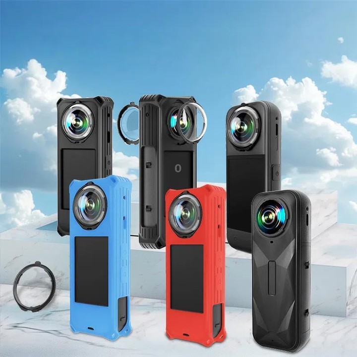 For Insta360 X5 Camera Silicone Cover Case With Lens Cap Shockproof Protective Shell(Sky Blue)