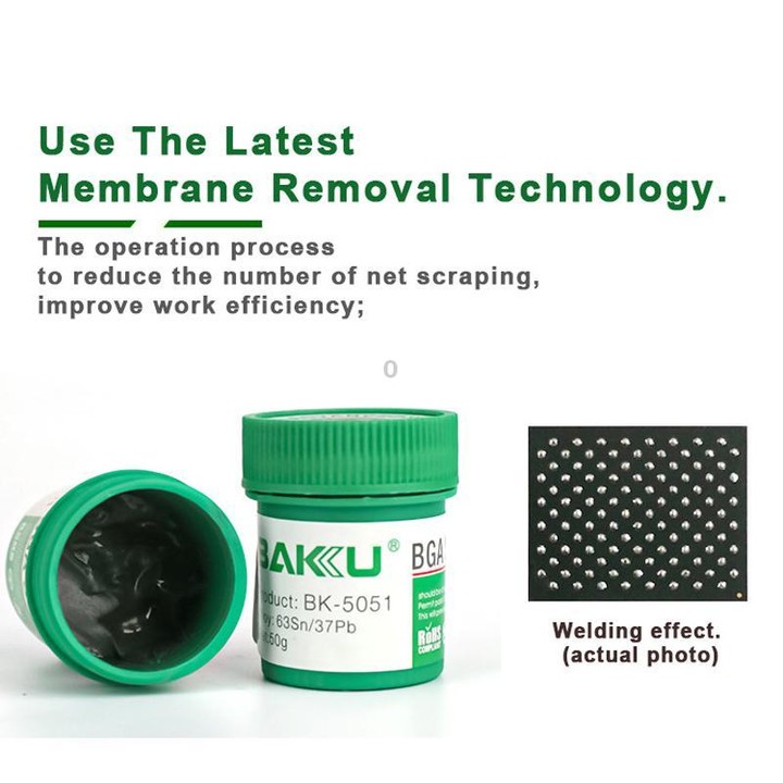 BAKU BK-5051 BGA Solder Paste for Mobile Phone Repair 50g Tin 25-45 Microns 63Sn/37Pb