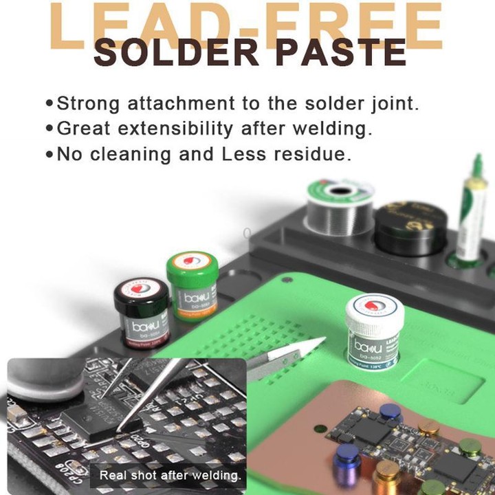 BAKU BA-5052 BGA Solder Paste for Mobile Phone Repair 35g Tin 35-45 Microns, 138 Celsius Melting Point