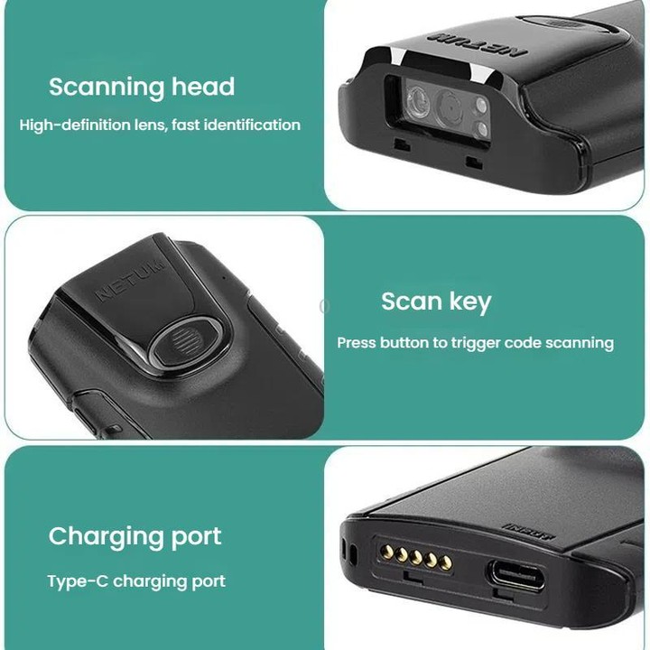 NETUM E800 2D QR Barcode Cell Phone Back Clip Portable Wireless Bluetooth Scanner