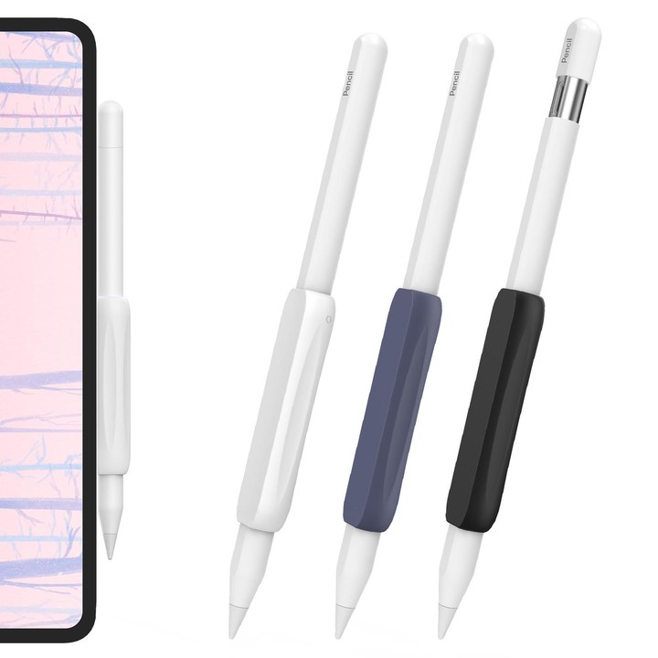 For Apple Pencil USB-C / 2 AhaStyle PT113-3 3pcs Silicone Pen Grip(White+Dark Blue+Black)