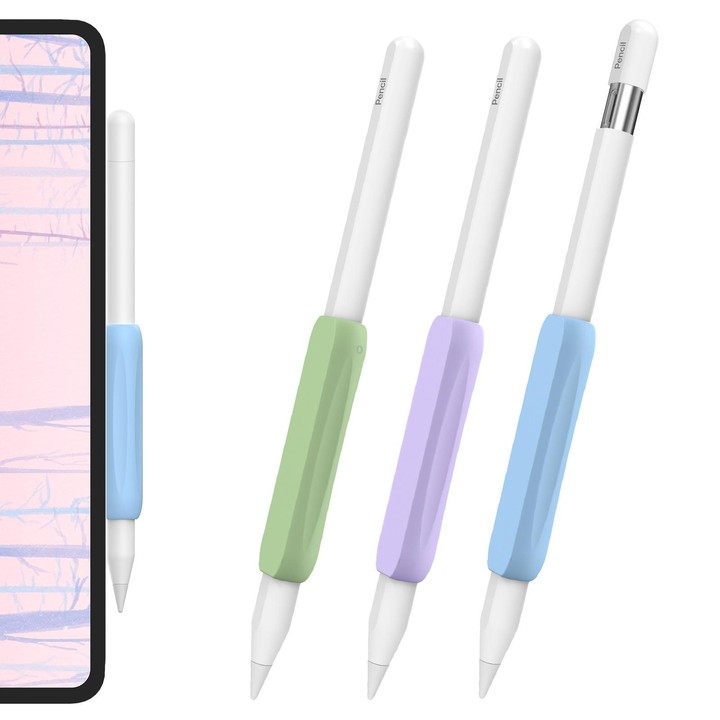 For Apple Pencil USB-C / 2 AhaStyle PT113-3 3pcs Silicone Pen Grip(Purple+Sky Blue+Green)