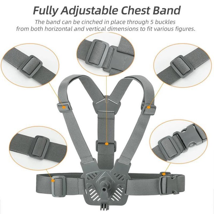 Sunnylife XD742 360 Degree Universal Sports Camera Chest Strap Mount(Gray)