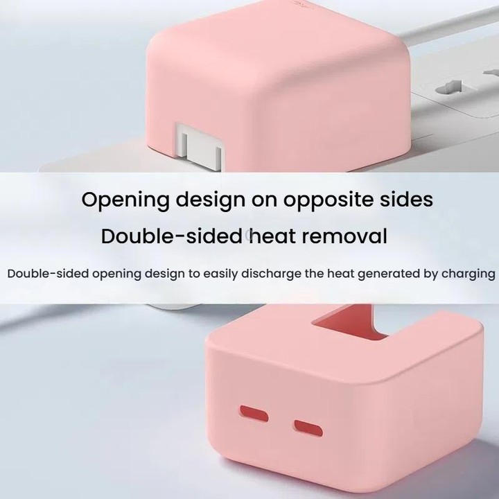 For MacBook Air 13.6 inch A3113 2024 M3 JRC S8130 A2579 Dual C Port 35W Adapter Silicone Protective Case(Luminous)