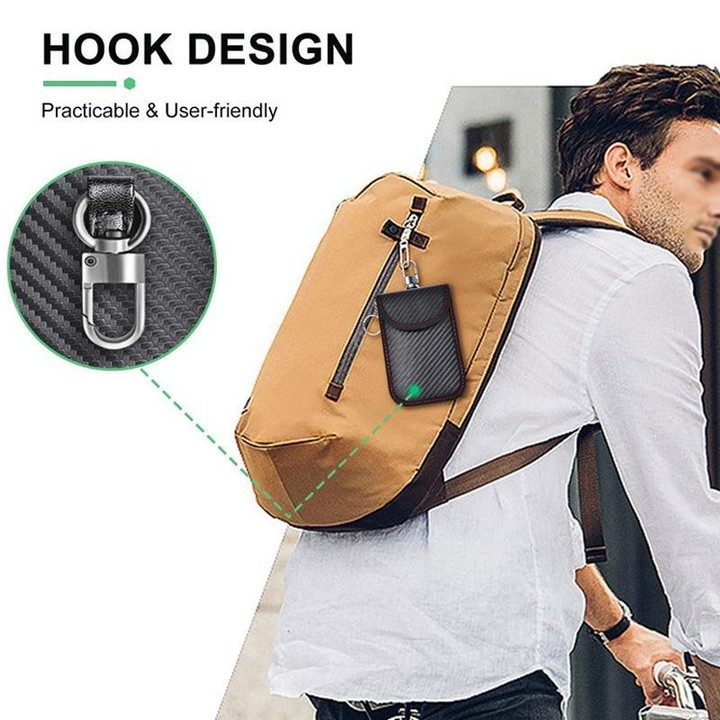 RFID Blocking Car Key Holder Anti-Skimming Carbon Fiber Key Case for Vehicles, Credit Cards & Electronics, Spec: Medium Green Li
