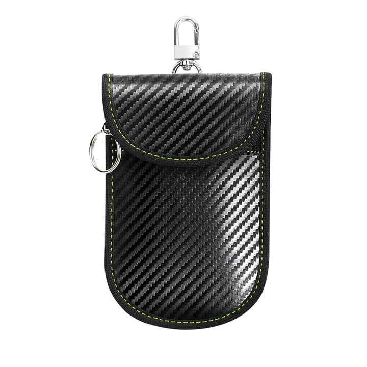 RFID Blocking Car Key Holder Anti-Skimming Carbon Fiber Key Case for Vehicles, Credit Cards & Electronics, Spec: Medium Green Li