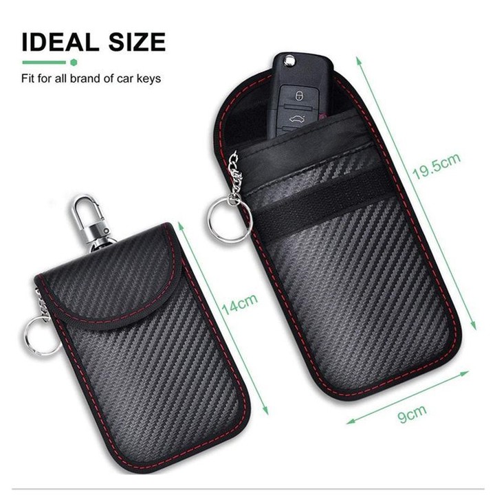 RFID Blocking Car Key Holder Anti-Skimming Carbon Fiber Key Case for Vehicles, Credit Cards & Electronics, Spec: Medium Green Li