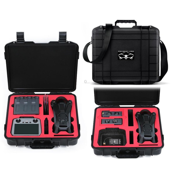 For DJI Mavic 4 Pro Fly More Combo RC 2 Explosion-Proof Box EVA Shockproof Storage Case With Shoulder Strap(Black)