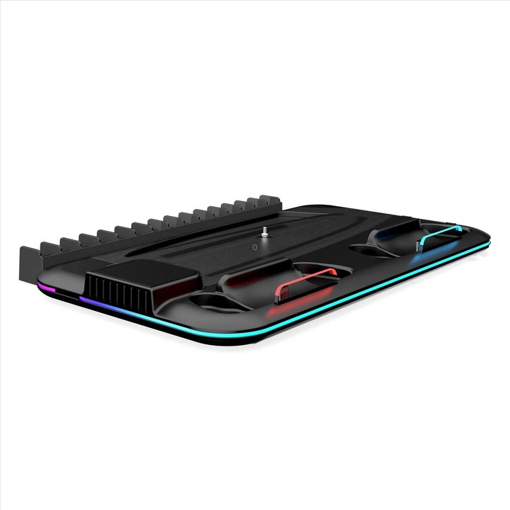 For PS5 Slim / Pro Multi-functional Cooling Stand with Controller Charging Station & Game Disc Storage Holder(Black)