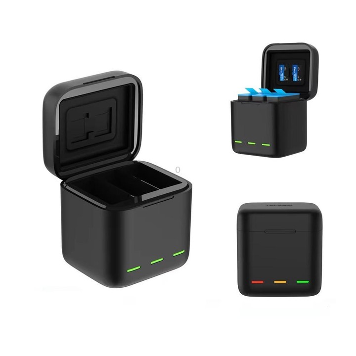 For GoPro HERO13 Black TELESIN 3 Slots Charging Case Compact Storage Box(Black)