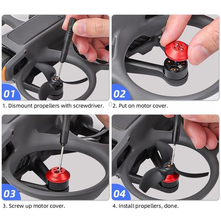 For DJI Avata 2 Sunnylife AT2-MD787 Motor Anti-dust Cover Aluminum Alloy Motor Protection Cover(Black)
