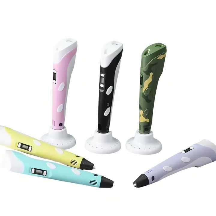 Hand-held 3D Printing Pen Kit with 20 Colors PLA Filament, Drawing Pad, Base, Scissors, Finger Guards, Art Book & Accessories US