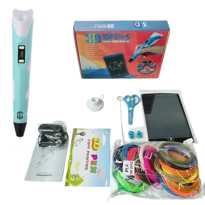 Hand-held 3D Printing Pen Kit with 20 Colors PLA Filament, Drawing Pad, Base, Scissors, Finger Guards, Art Book & Accessories UK