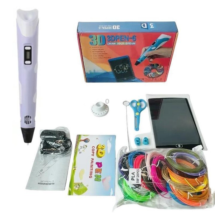 Hand-held 3D Printing Pen Kit with 20 Colors PLA Filament, Drawing Pad, Base, Scissors, Finger Guards, Art Book & Accessories UK