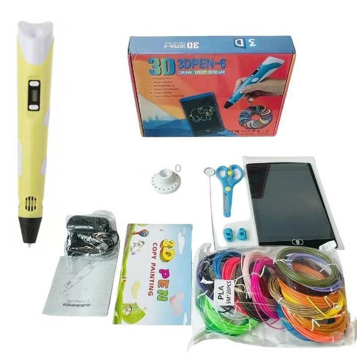Hand-held 3D Printing Pen Kit with 20 Colors PLA Filament, Drawing Pad, Base, Scissors, Finger Guards, Art Book & Accessories UK