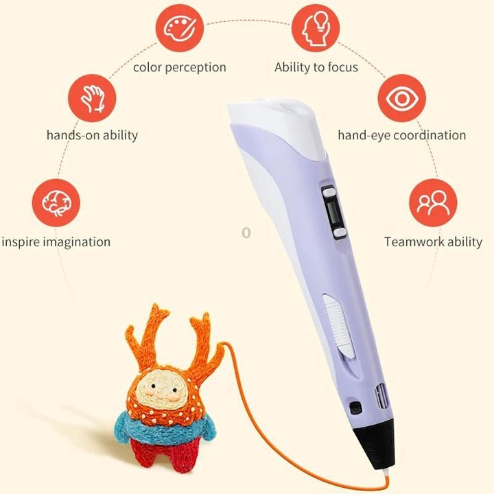 Hand-held 3D Printing Pen Kit with 20 Colors PLA Filament, Drawing Pad, Base, Scissors, Finger Guards, Art Book & Accessories EU