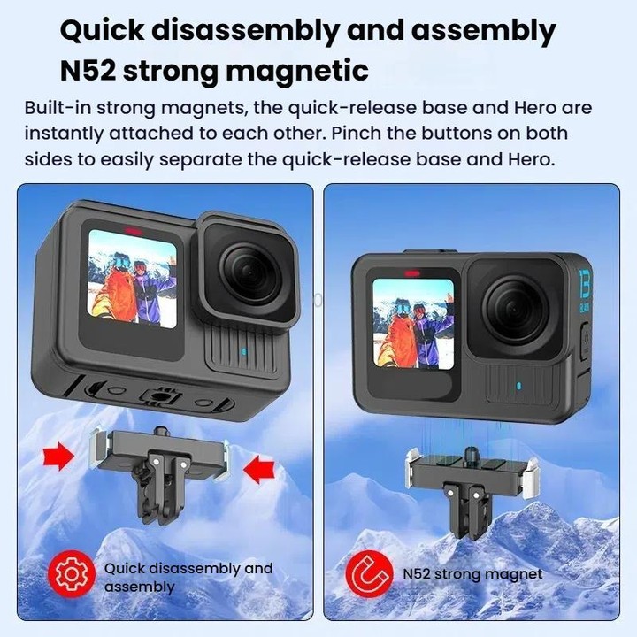 For GoPro HERO13 Black HEPAIL AC67 Magnetic Metal Quick Release Base