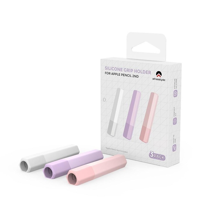 For Apple Pencil 3 / 2 / 1 AhaStyle PT185 3pcs /Set Silicone Pen Grip(Purple Pink)