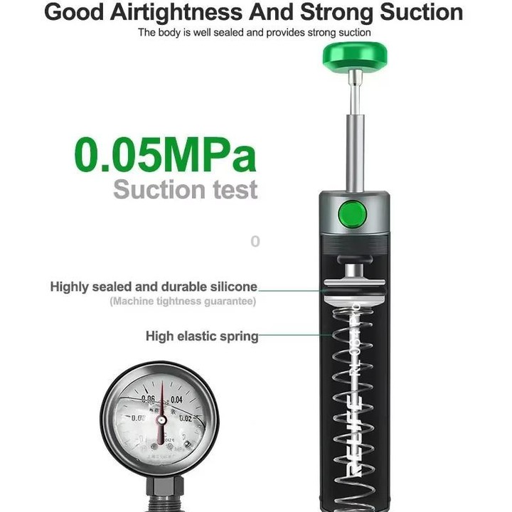 RELIFE RL-084 Pro Powerful Aluminium Alloy Solder Sucker Manual Solder Residue Sucker