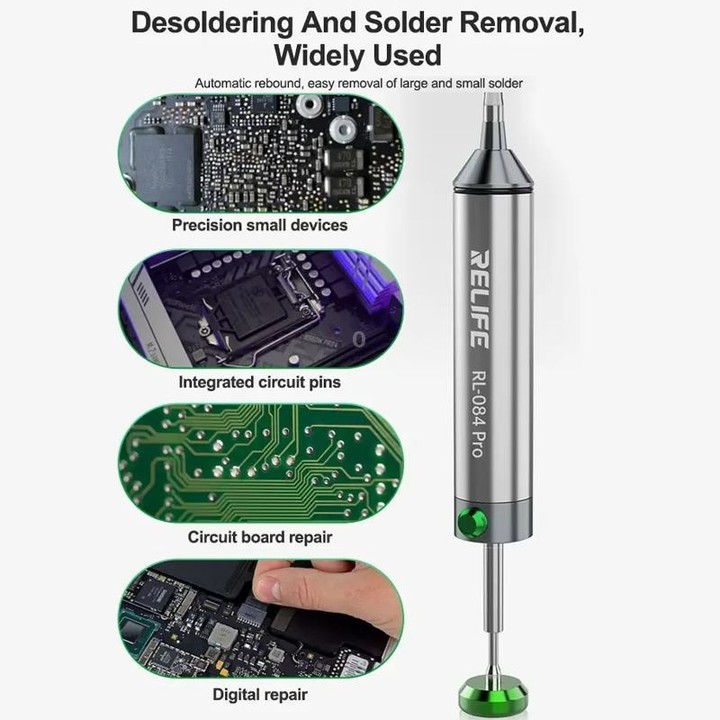 RELIFE RL-084 Pro Powerful Aluminium Alloy Solder Sucker Manual Solder Residue Sucker