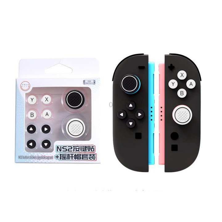 For Nintendo Switch 2 Joy-Con Controllers Silicone Button Skins & Joystick Caps Set(Black White)