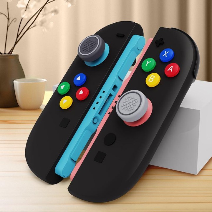 For Nintendo Switch 2 Joy-Con Controllers Silicone Button Skins & Joystick Caps Set(Black White)