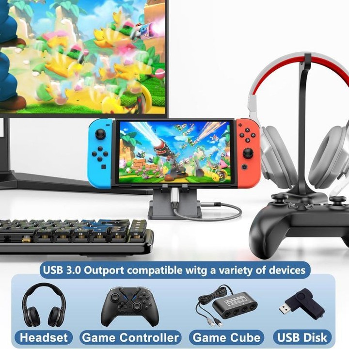 For Nintendo Switch / Switch 2 / Switch OLED Game Console Base HD Video Converter 3 In 1 Expansion Dock For TV Screen Mirroring(