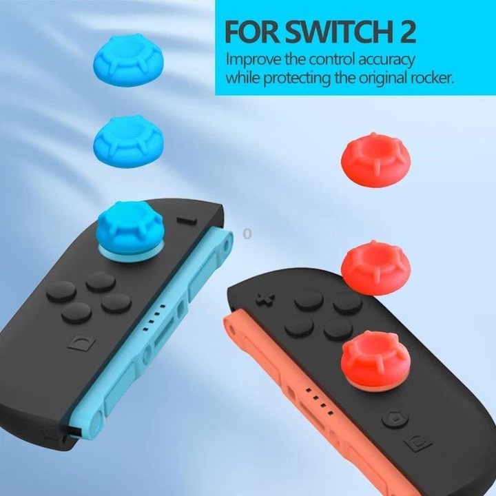 For Nintendo Switch 2 Silicone Joystick Cap 6 In 1 Key Protection Cap(Orange+Blue)