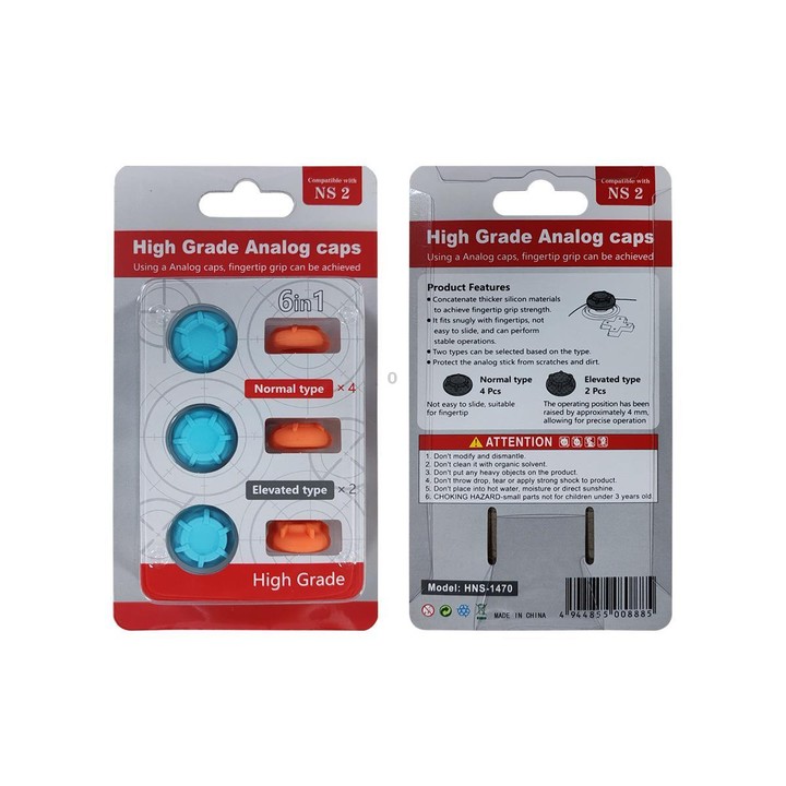 For Nintendo Switch 2 Silicone Joystick Cap 6 In 1 Key Protection Cap(Orange+Blue)