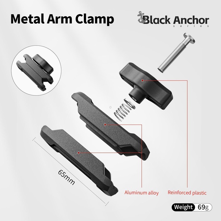aMagisn Metal Arm Clamp Magnetic Base with 1/4-inch Ball Head For Insta360, DJI, GoPro Cameras(Black)