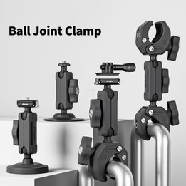 aMagisn Metal Arm Clamp Mount Adhesive Base with 1/4-inch Joint Ball For Insta360, DJI, GoPro Cameras(Black)