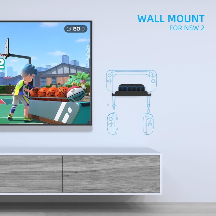 Wall Mount Holder for Nintendo Switch 2/Switch/Switch OLED & Joy-Con With Game Card Storage(White)