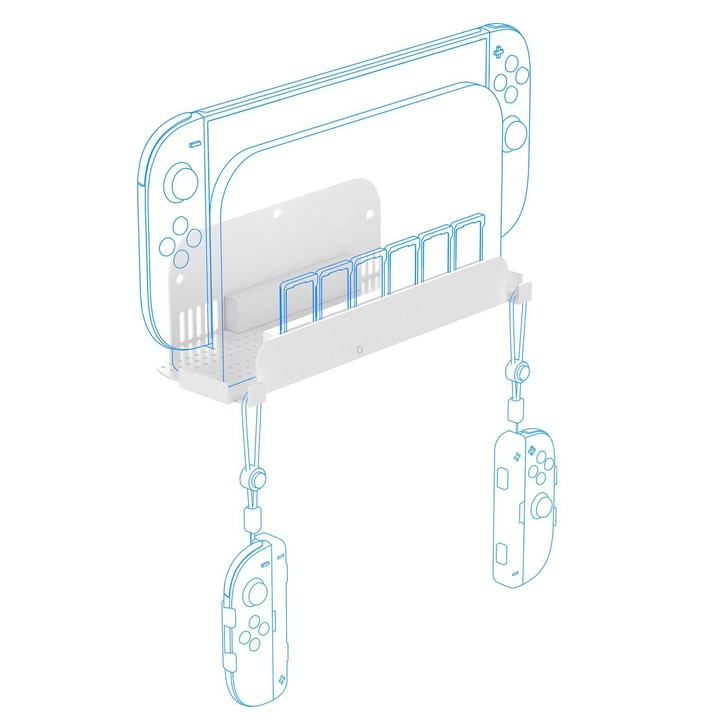 Wall Mount Holder for Nintendo Switch 2/Switch/Switch OLED & Joy-Con With Game Card Storage(White)