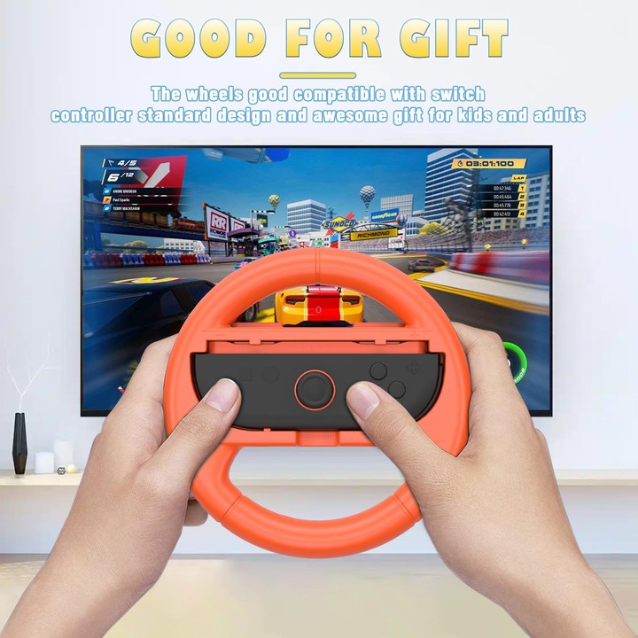 2pcs /Pack Steering Wheel Grip for Nintendo Switch 2/Switch Joy-Con Controllers(Orange Blue)