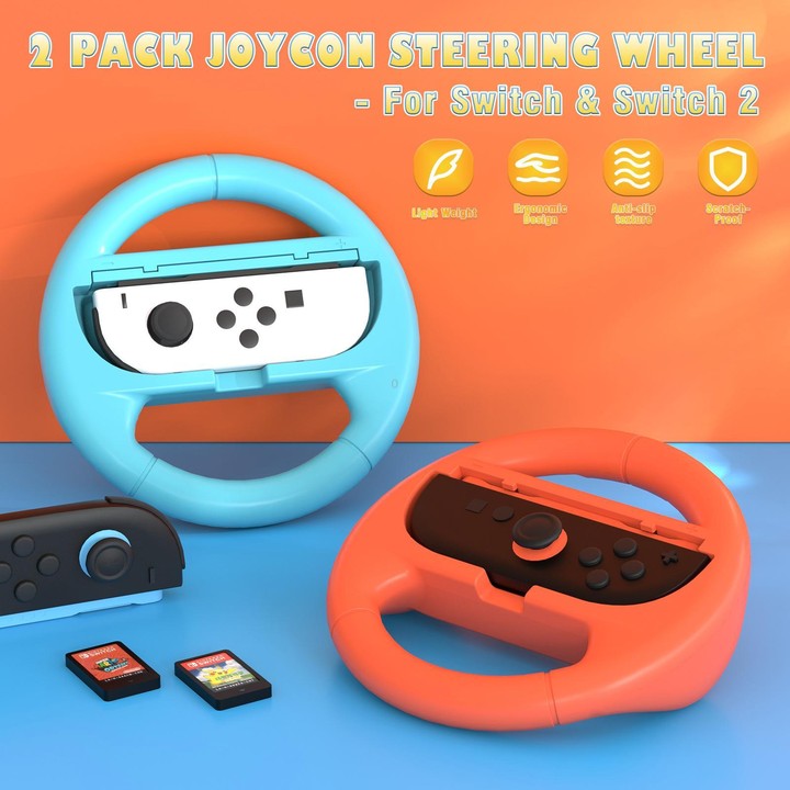 2pcs /Pack Steering Wheel Grip for Nintendo Switch 2/Switch Joy-Con Controllers(White)