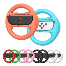 2pcs /Pack Steering Wheel Grip for Nintendo Switch 2/Switch Joy-Con Controllers(Red Green)