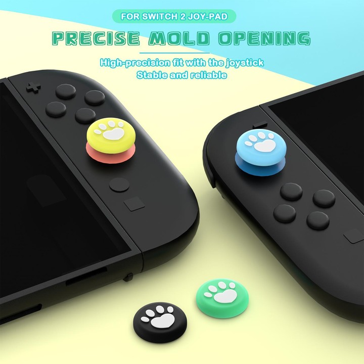 For Nintendo Switch 2 Joy-Con 2pairs Claw-Print Silicone Thumb Grip Caps Button Covers(Pink Purple)