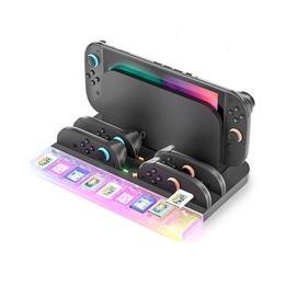 For Nintendo Switch 2 Console and Joy-Con Controllers Charging Dock with RGB Lighting, 9 Game Card Slots
