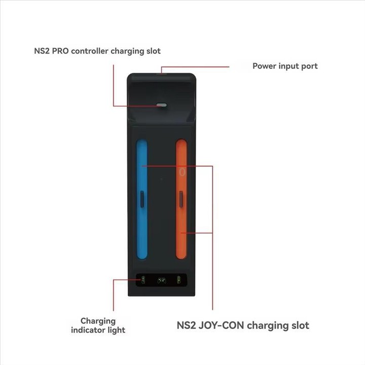 For Nintendo Switch 2 Pro & Joy-Con Controllers 3-in-1 Charging Dock with LED Indicators