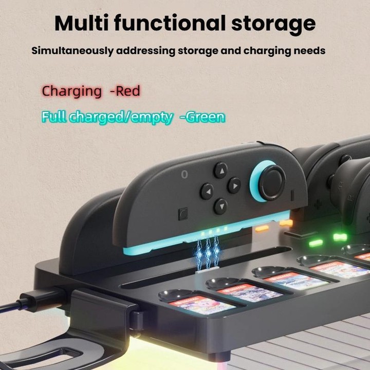 For Nintendo Switch 2 Joy-Con Multi-Functional Holder Charging Station with RGB Lights 25 Game Card Storage
