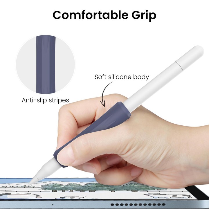 For Apple Pencil Pro / USB-C / 2 AhaStyle DD07 3pcs Silicone Pen Grip(White+Blue+Black)