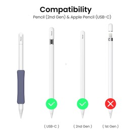 For Apple Pencil Pro / USB-C / 2 AhaStyle DD07 3pcs Silicone Pen Grip(White+Green+Pink)